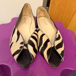 Laia Zebra Open-Toe Flats - From Brazil - 7.5